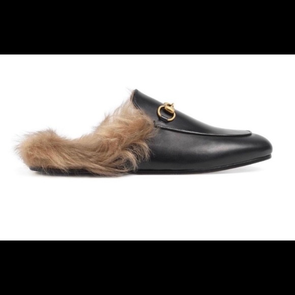 Gucci Princetown Fur Leather Mules - Picture 2 of 4